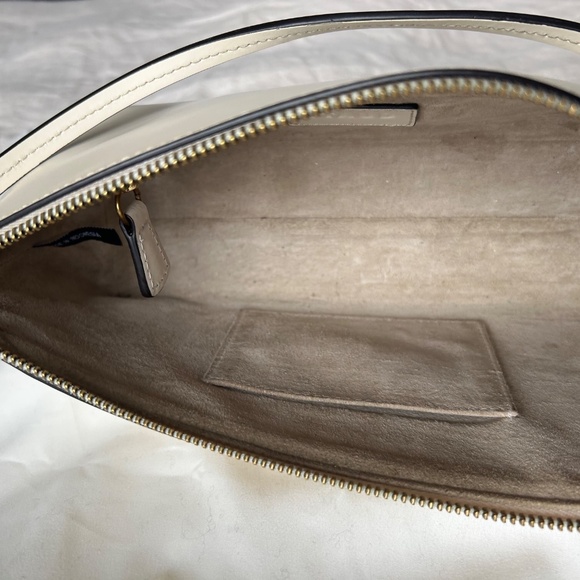 Staud leather & suede top handle bag in cream - Picture 3 of 5